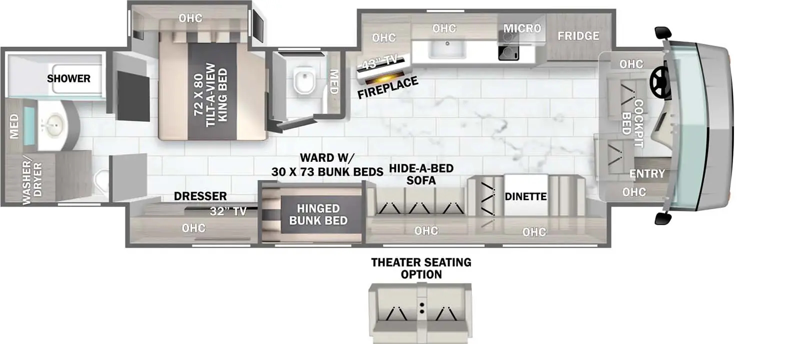 Forest River Berkshire XL 40C floor plan