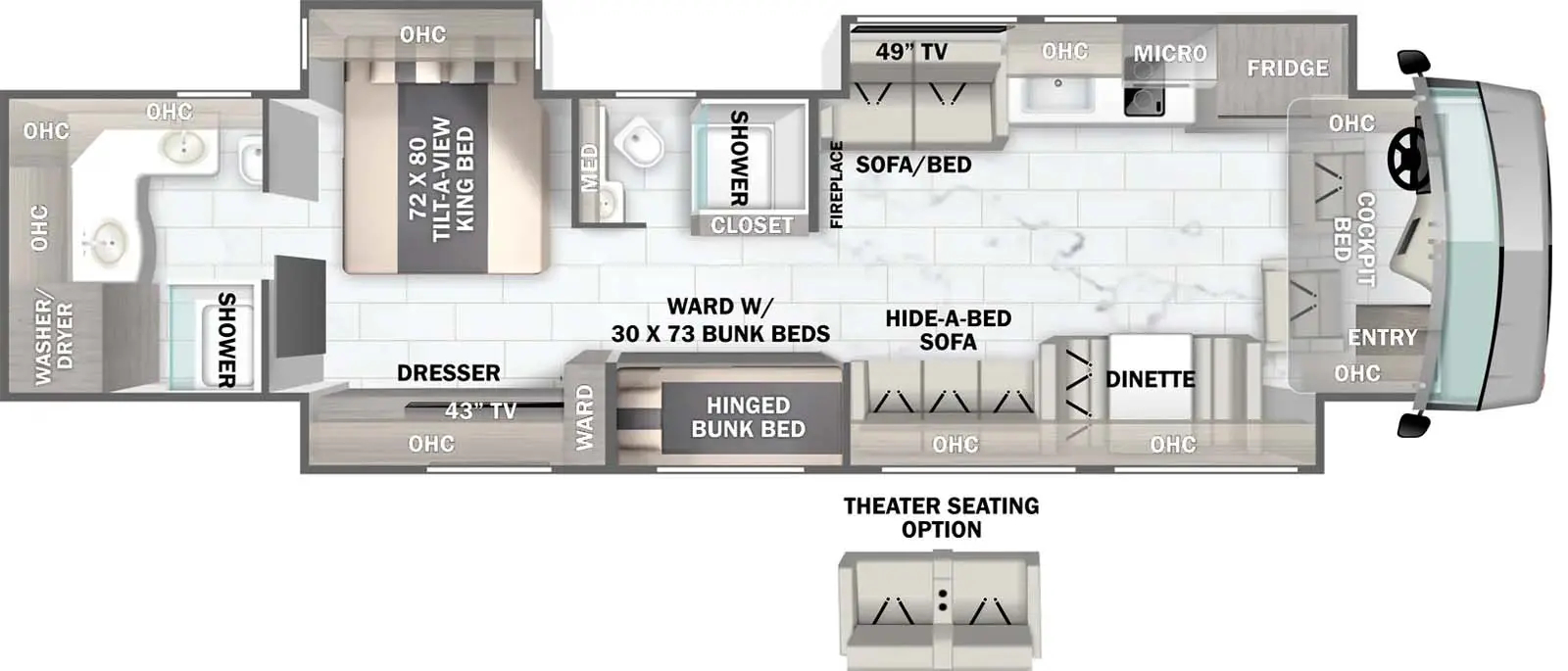 Forest River Berkshire XLT 45CA floor plan