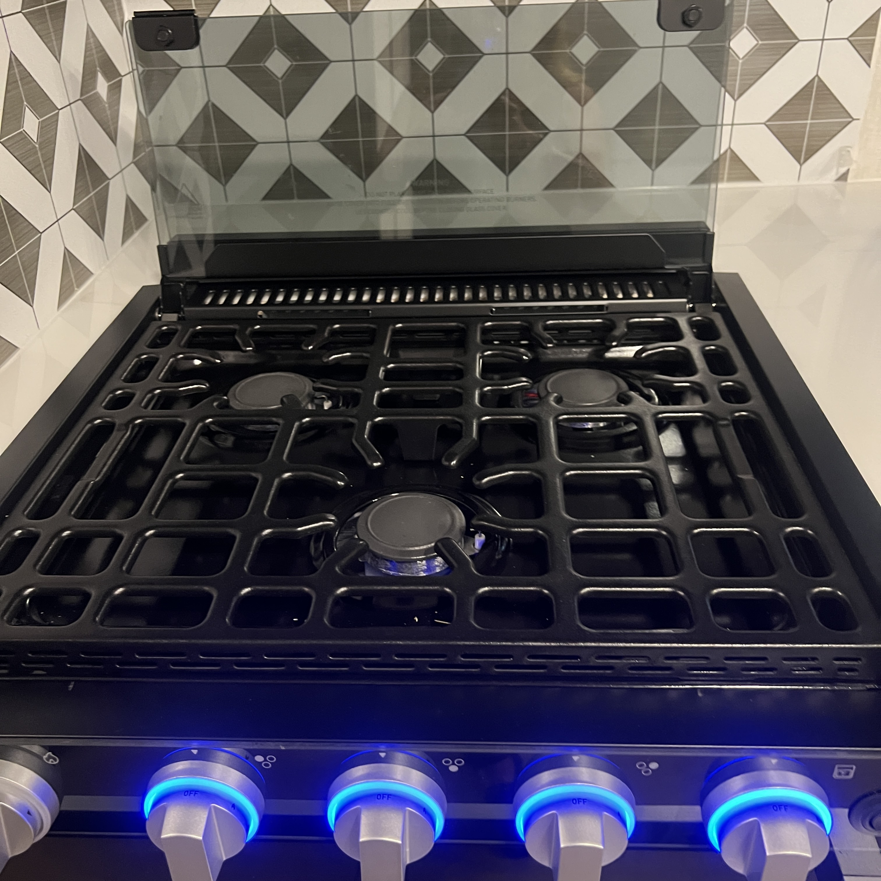 2027 Nexus Rebel Air 35R gas cooktop with backlit control knobs
